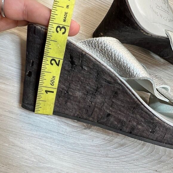 Kork Ease Geena Size 5 Silver Womens Wedge Sandals Cork Slip On Shoes - Picture 11 of 12